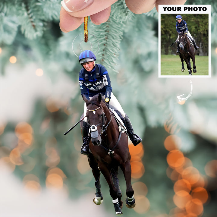 Equestrian Christmas Keepsake - Personalized Photo Mica Ornament - Customized Photo Ornament - Christmas Gift For Horse Lovers, Horse Riding Lovers
