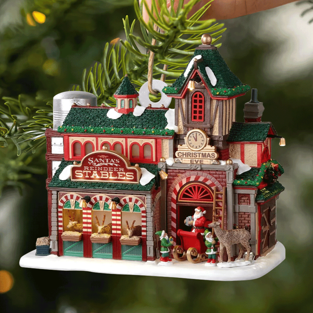 Santa's Reindeer Stables Mica Ornament  NCU0TL023