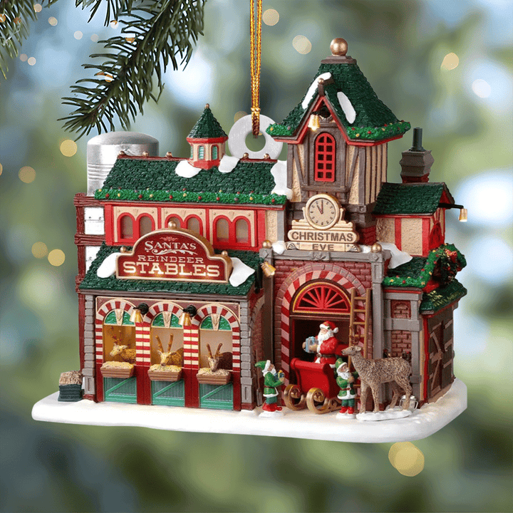 Santa's Reindeer Stables Mica Ornament  NCU0TL023