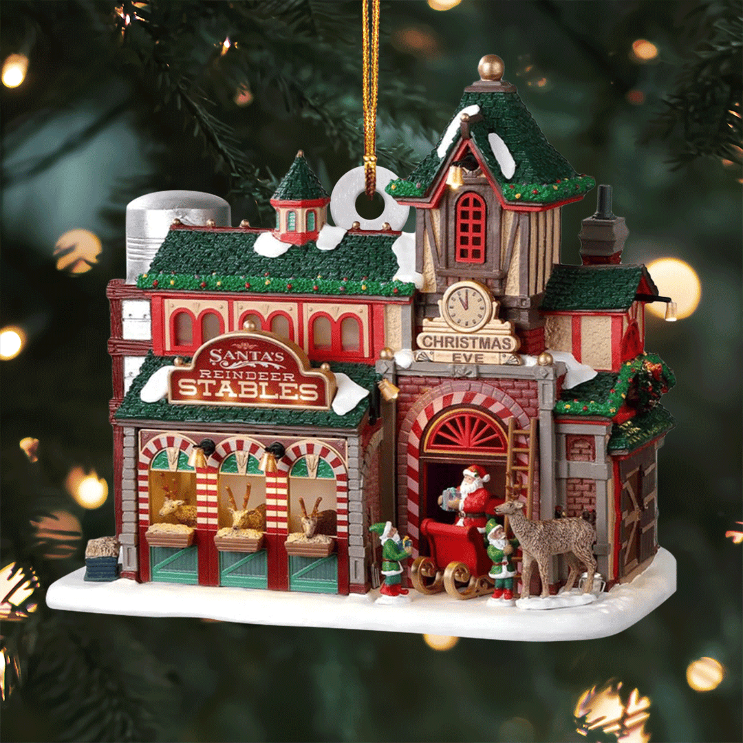 Santa's Reindeer Stables Mica Ornament  NCU0TL023