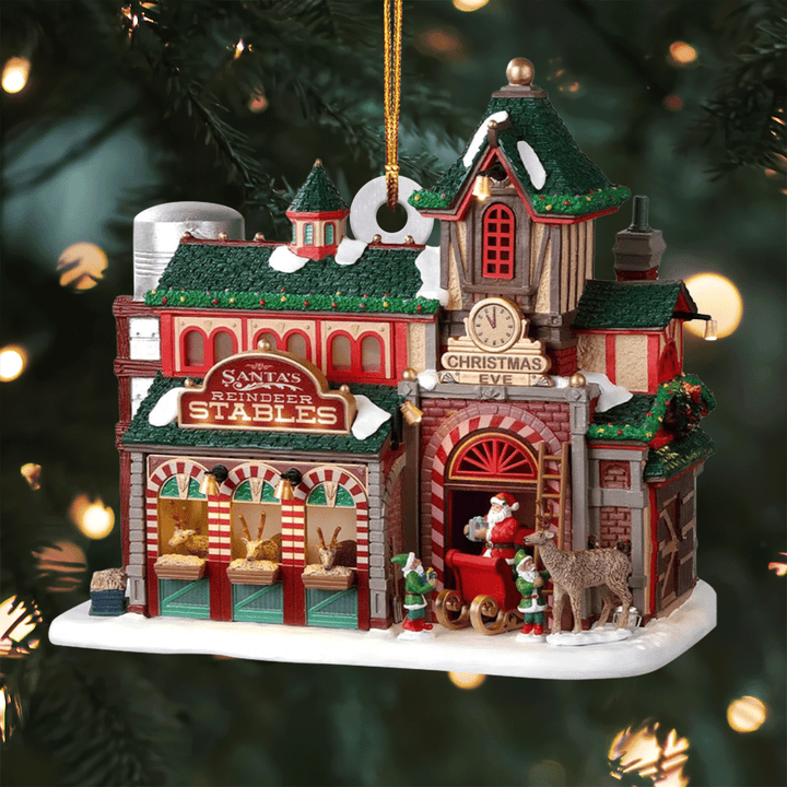 Santa's Reindeer Stables Mica Ornament  NCU0TL023