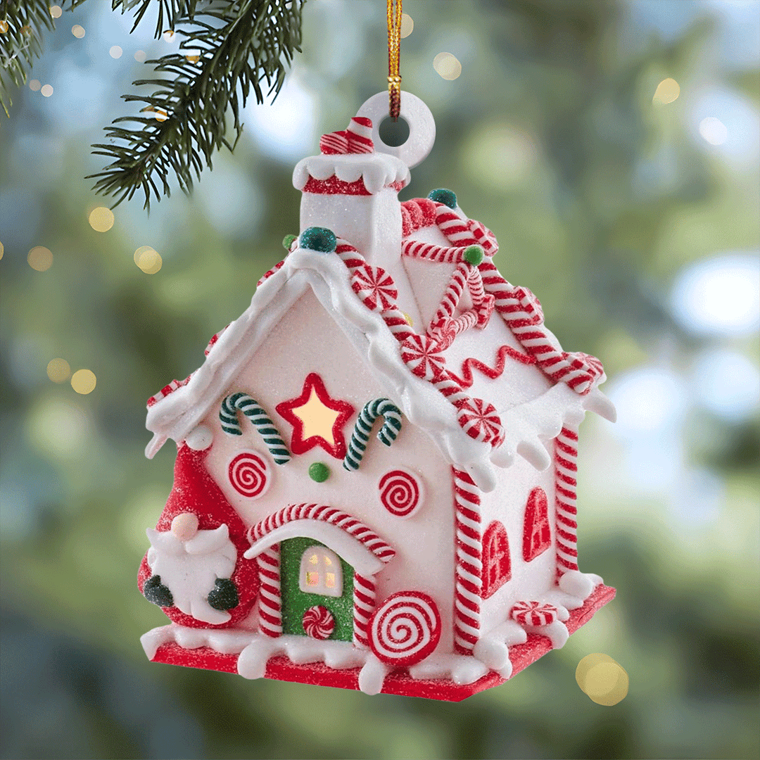 Candy Cane Cottage Mica Ornament  NCU0TL020