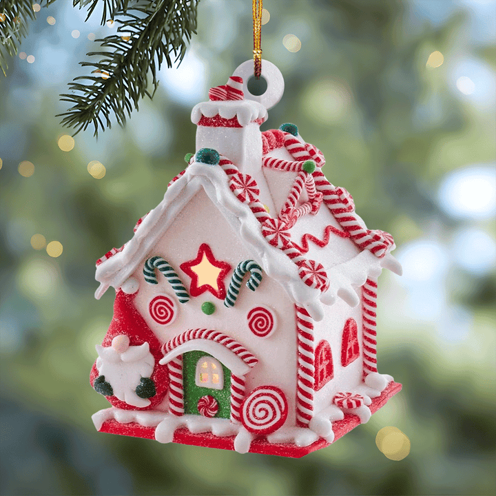Candy Cane Cottage Mica Ornament  NCU0TL020