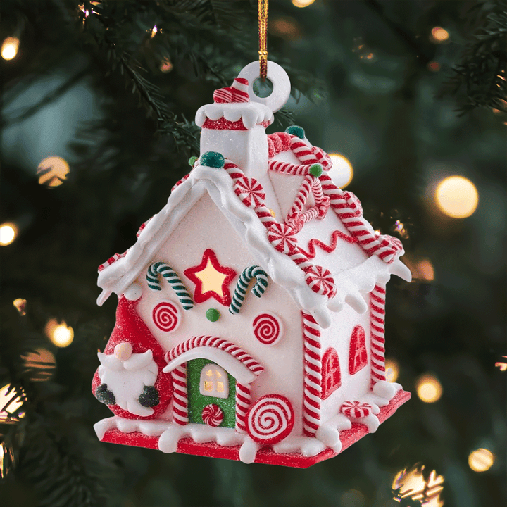 Candy Cane Cottage Mica Ornament  NCU0TL020