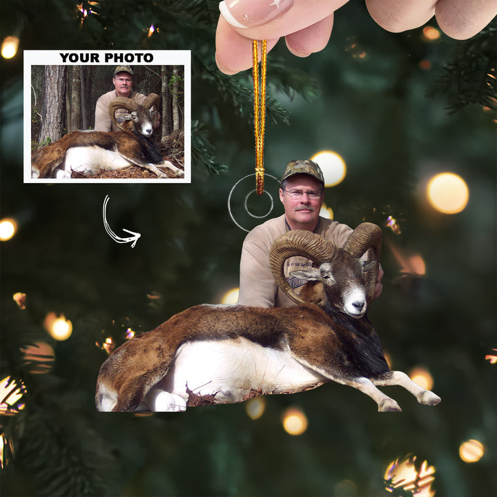 Ram Hunter - Personalized Photo Mica Ornament - Christmas Gift For Hunting Lovers