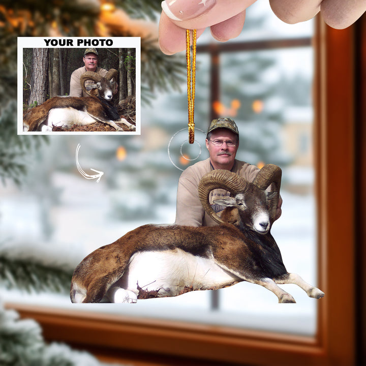 Ram Hunter - Personalized Photo Mica Ornament - Christmas Gift For Hunting Lovers