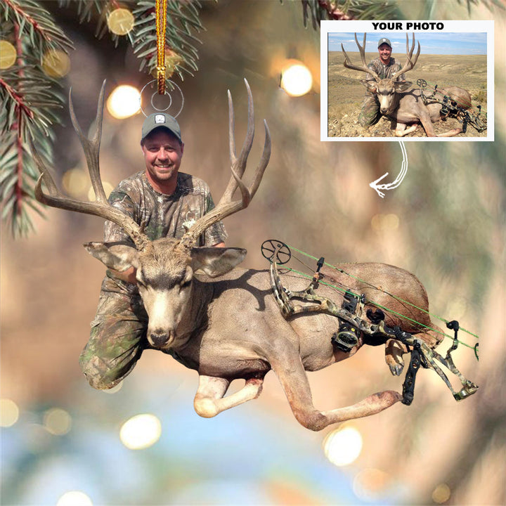 Hunter Buck - Personalized Photo Mica Ornament - Christmas Gift For Hunting Lovers