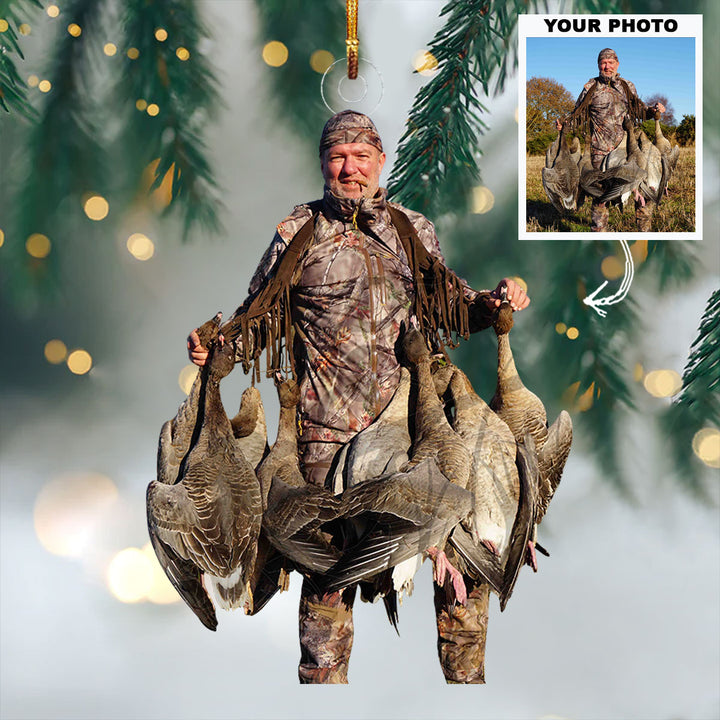 Goose Hunter - Personalized Photo Mica Ornament - Christmas Gift For Hunting Lovers