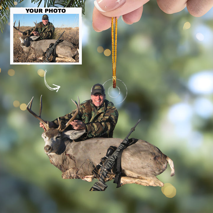 Deer Sniper - Personalized Photo Mica Ornament - Christmas Gift For Hunting Lovers