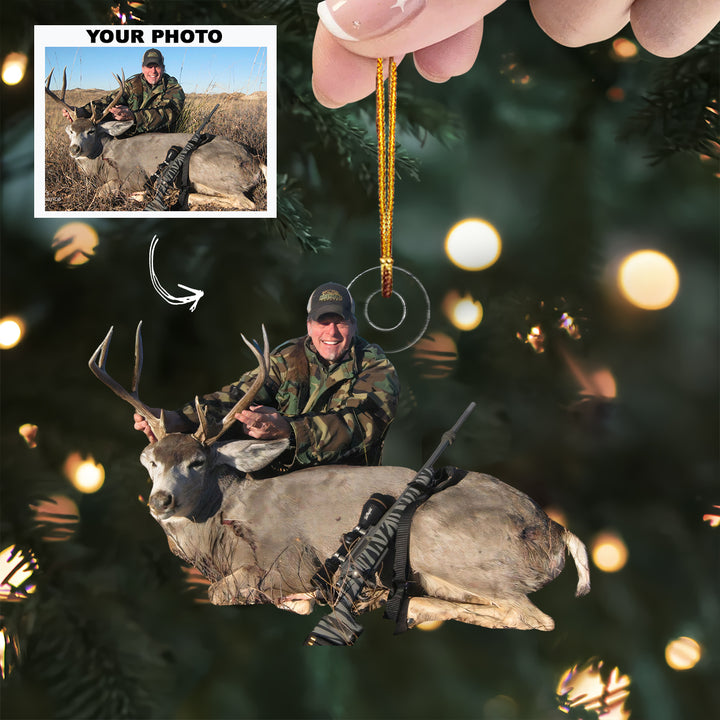 Deer Sniper - Personalized Photo Mica Ornament - Christmas Gift For Hunting Lovers