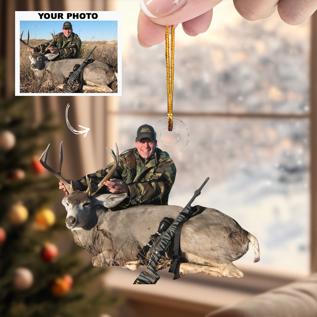 Deer Sniper - Personalized Photo Mica Ornament - Christmas Gift For Hunting Lovers