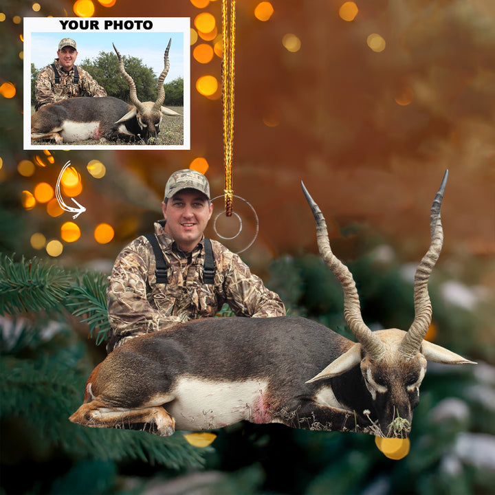 Antelope Hunter - Personalized Photo Mica Ornament - Christmas Gift For Hunting Lovers