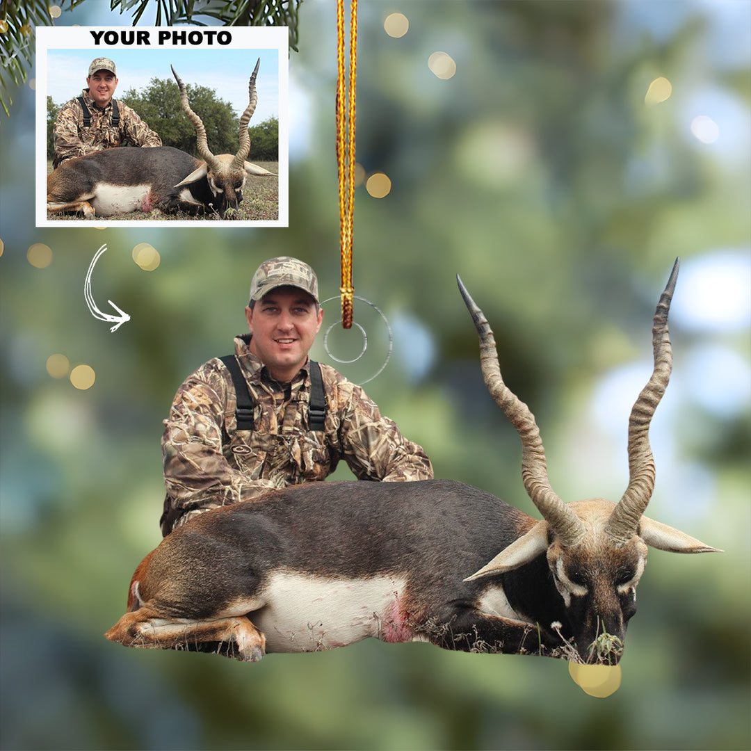 Antelope Hunter - Personalized Photo Mica Ornament - Christmas Gift For Hunting Lovers