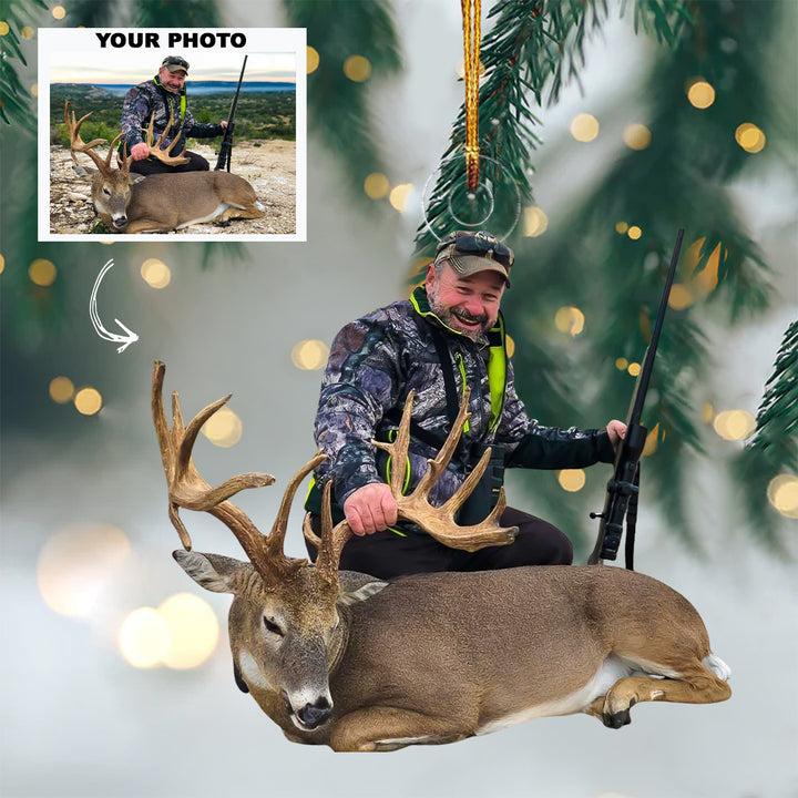 Deer Rifle - Personalized Photo Mica Ornament - Christmas Gift For Hunting Lovers