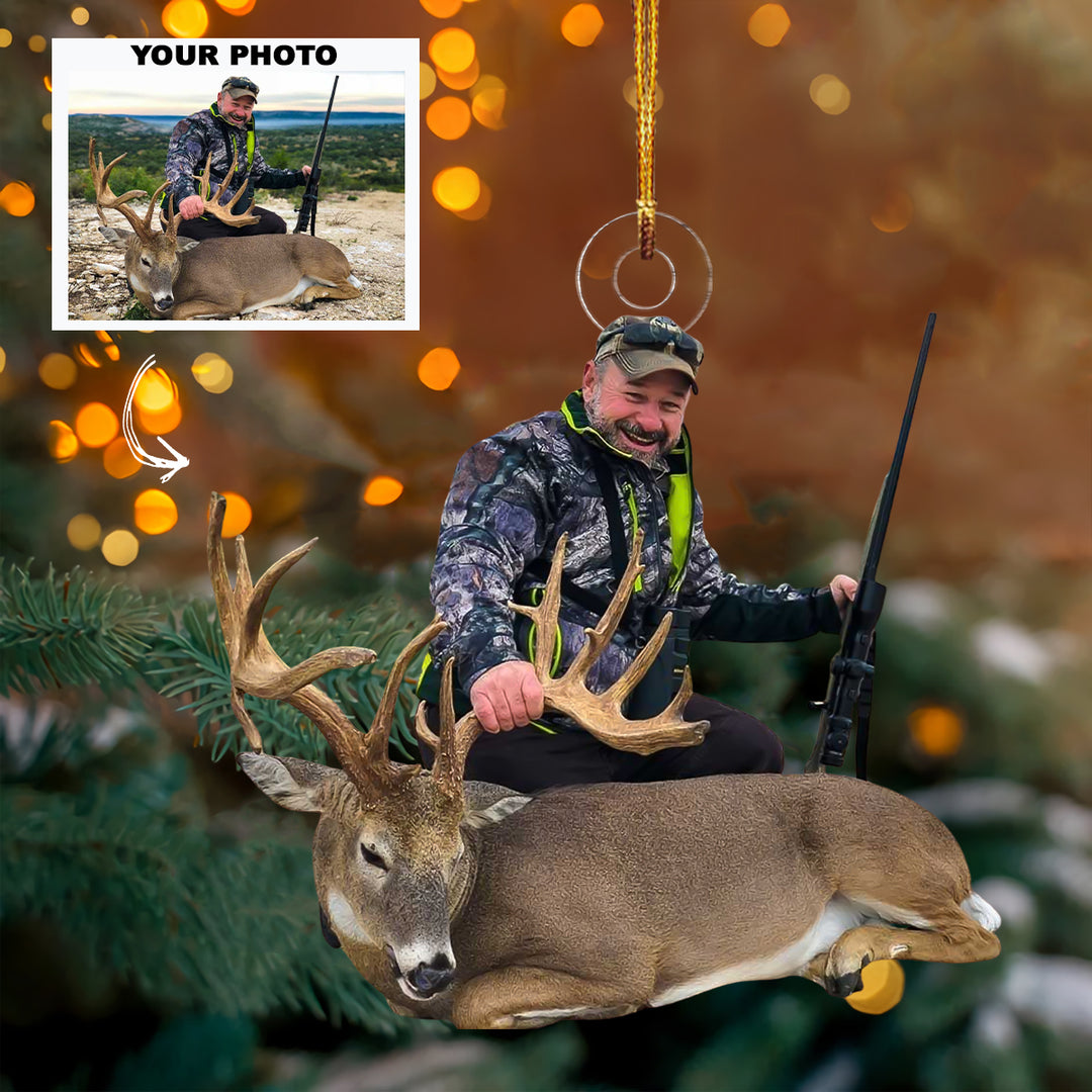 Deer Rifle - Personalized Photo Mica Ornament - Christmas Gift For Hunting Lovers