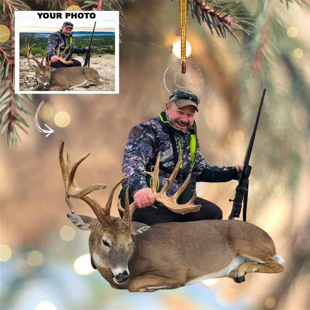 Deer Rifle - Personalized Photo Mica Ornament - Christmas Gift For Hunting Lovers