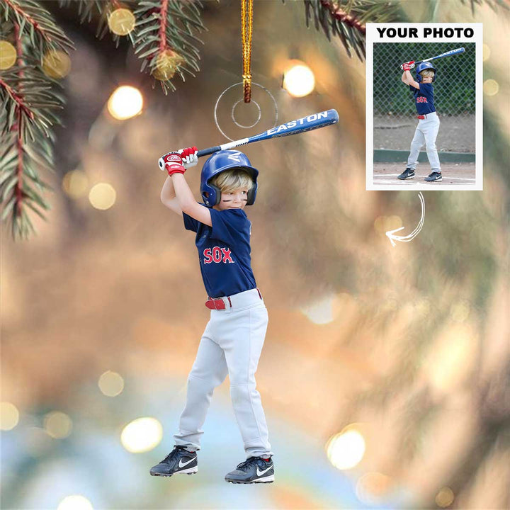 Shining Star - Personalized Photo Mica Ornament - Christmas Gift For Sport Loving Kids