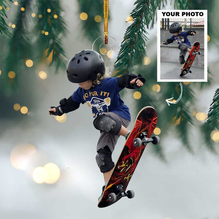 Sporty Spirit - Personalized Photo Mica Ornament - Christmas Gift For Sport Loving Kids