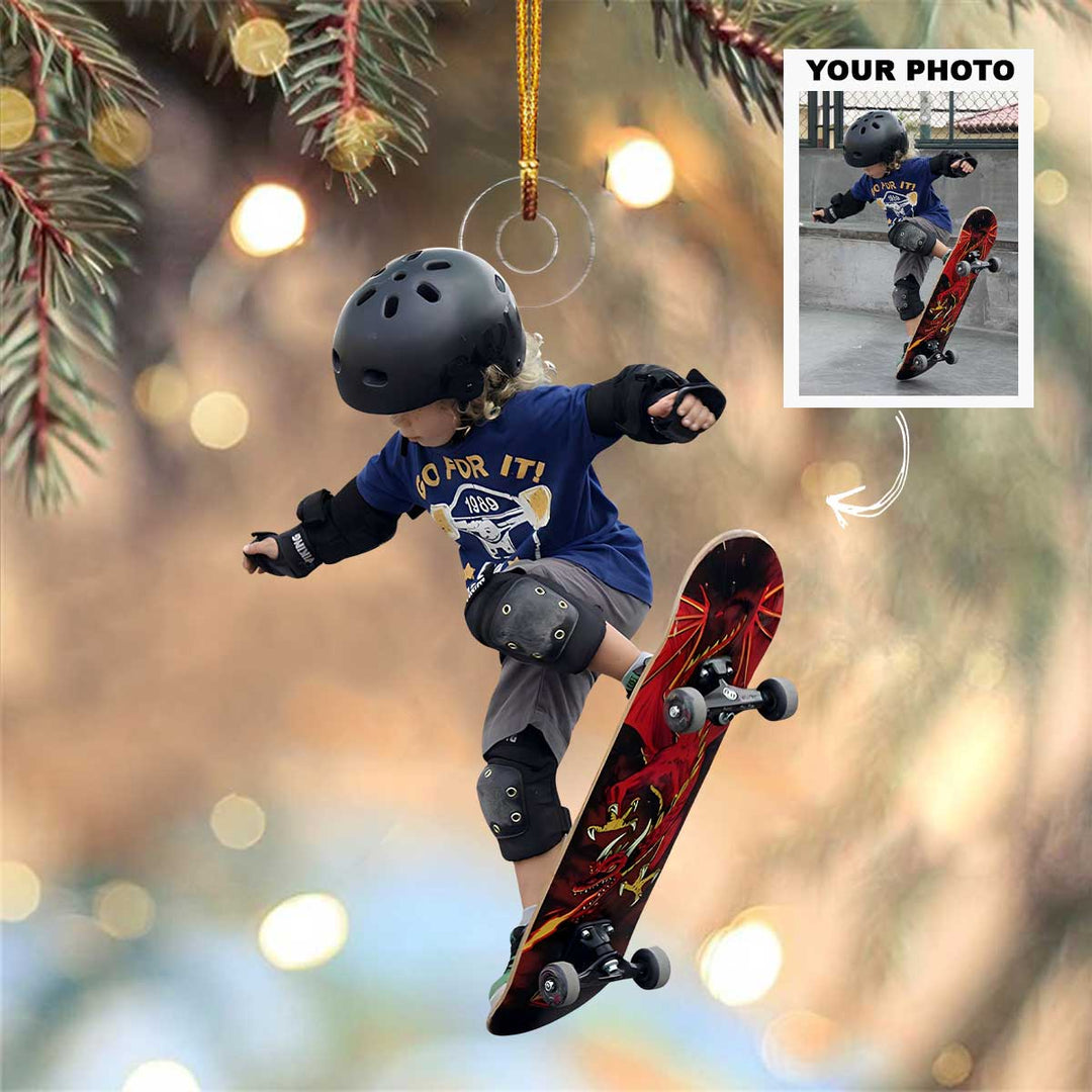 Sporty Spirit - Personalized Photo Mica Ornament - Christmas Gift For Sport Loving Kids