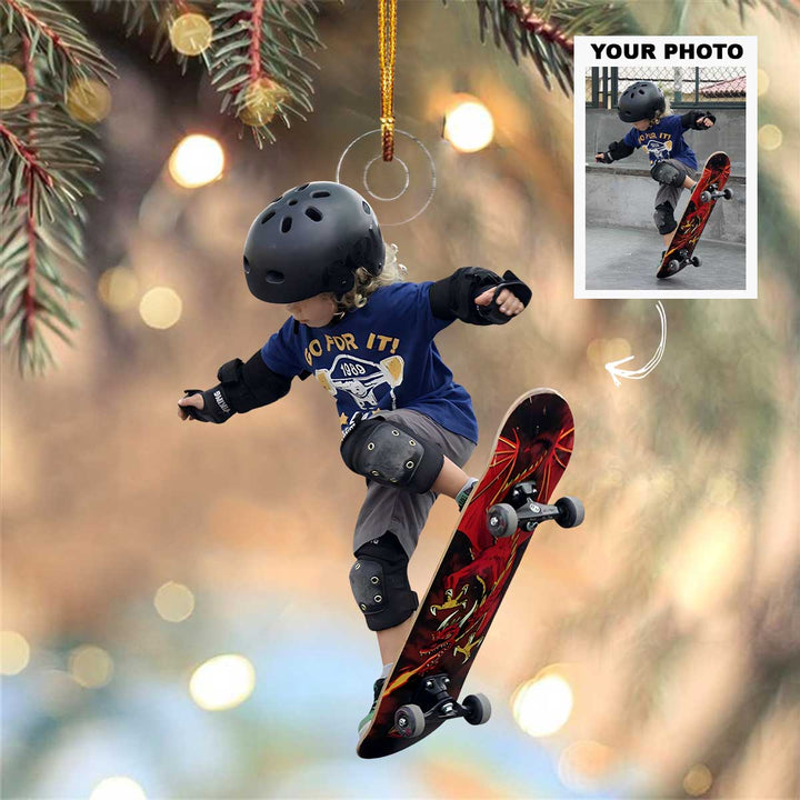 Sporty Spirit - Personalized Photo Mica Ornament - Christmas Gift For Sport Loving Kids