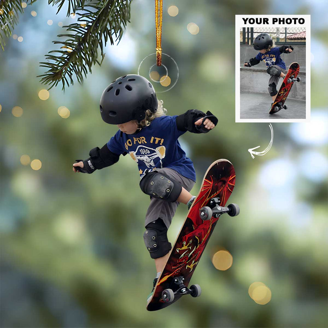 Sporty Spirit - Personalized Photo Mica Ornament - Christmas Gift For Sport Loving Kids