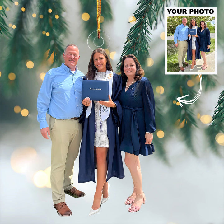 Future Awaits - Personalized Photo Mica Ornament - Christmas Gift For New Graduate, Family Member