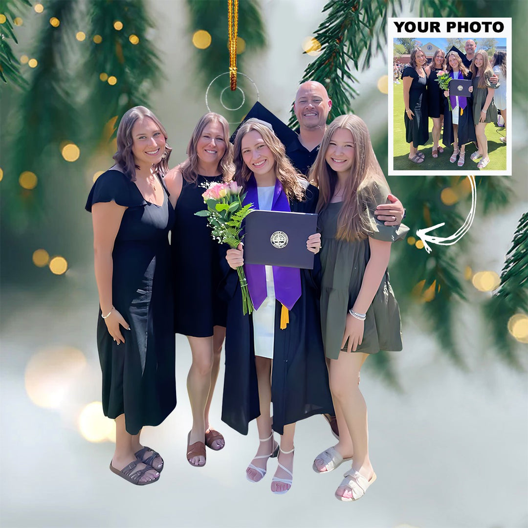 Future Awaits - Personalized Photo Mica Ornament - Christmas Gift For New Graduate, Family Member