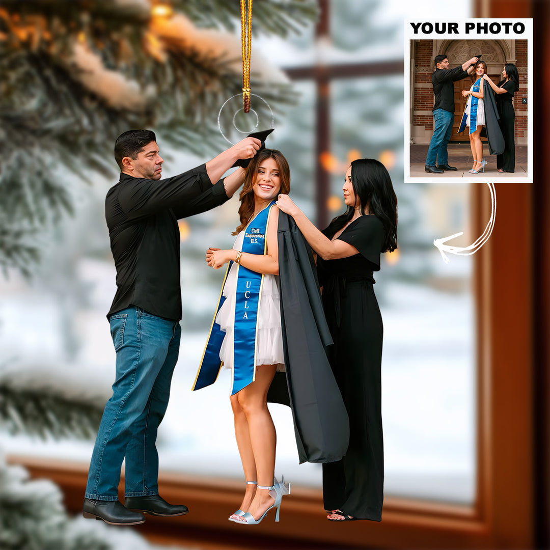 Future Awaits - Personalized Photo Mica Ornament - Christmas Gift For New Graduate, Family Member