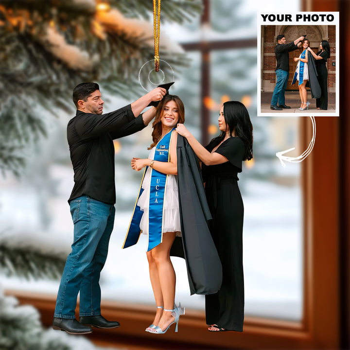 Future Awaits - Personalized Photo Mica Ornament - Christmas Gift For New Graduate, Family Member
