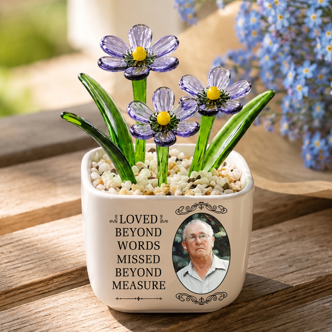 Loved Beyond Words - Personalized Memorial Flower Pot - Gift For Family Members