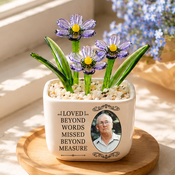 Loved Beyond Words - Personalized Memorial Flower Pot - Gift For Family Members