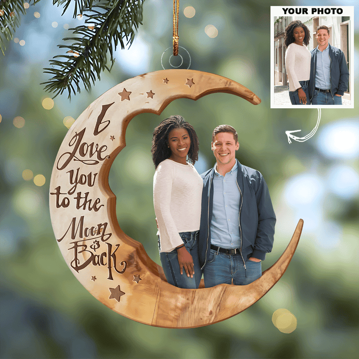 Love You To The Moon And Back - Personalized Photo Mica Ornament - Christmas Gift For Couple UPL0PD044