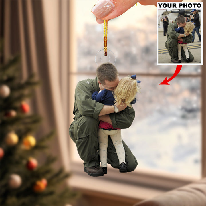 Hero Is Homecoming - Personalized Photo Mica Ornament - Christmas Gift For Family Members, Army Veterans And Service Members