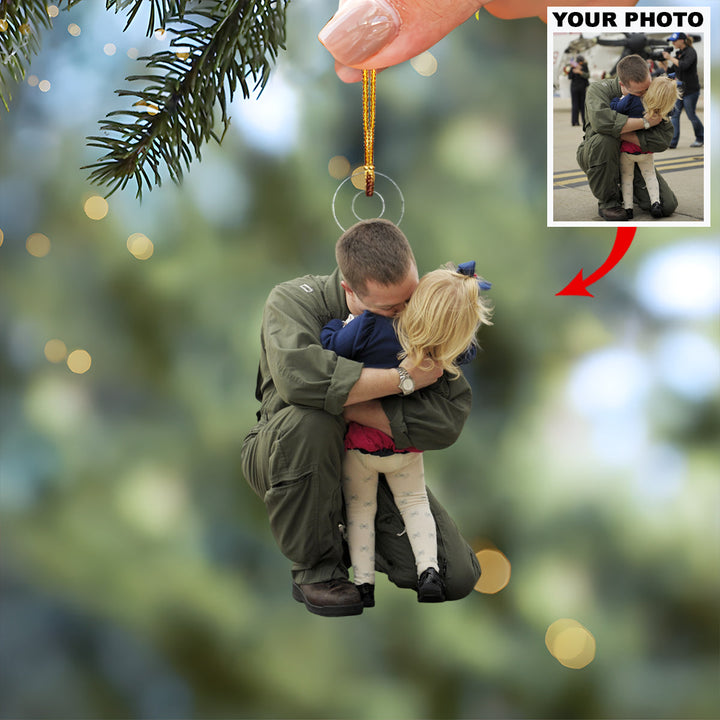 Hero Is Homecoming - Personalized Photo Mica Ornament - Christmas Gift For Family Members, Army Veterans And Service Members
