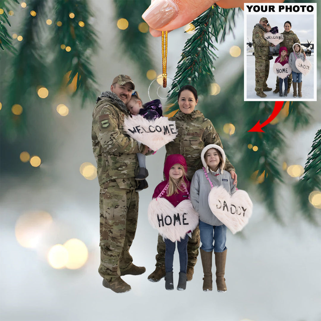 Military Family Memories - Personalized Photo Mica Ornament - Christmas Gift For Family Members, Army Veterans And Service Members