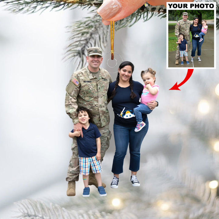 Proud to Serve - Personalized Photo Mica Ornament - Christmas Gift For Family Members, Army Veterans And Service Members