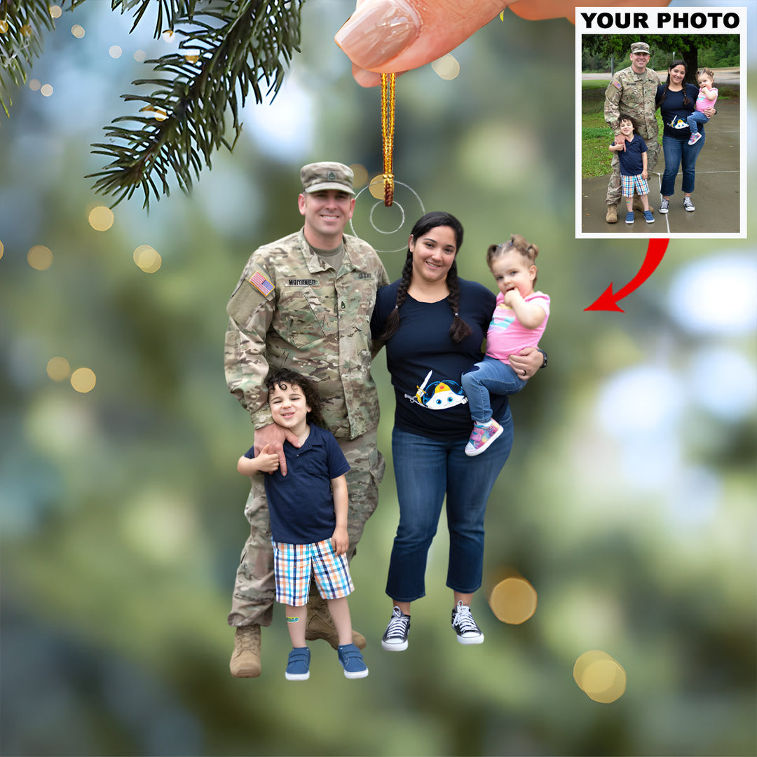 Proud to Serve - Personalized Photo Mica Ornament - Christmas Gift For Family Members, Army Veterans And Service Members