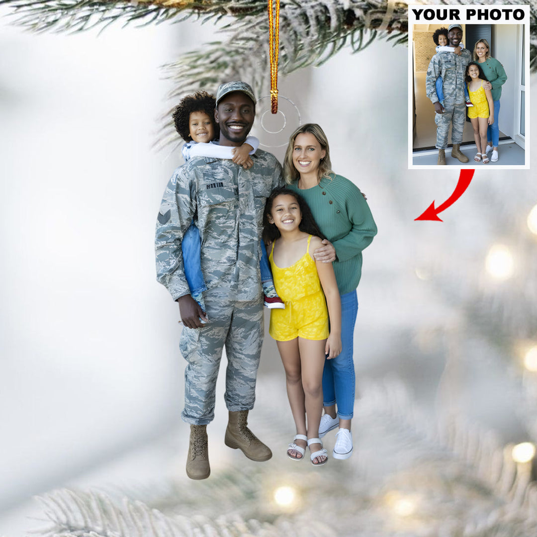 Family Military Reunion - Personalized Photo Mica Ornament - Christmas Gift For Family Members, Army Veterans And Service Members