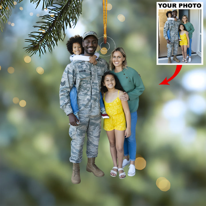 Family Military Reunion - Personalized Photo Mica Ornament - Christmas Gift For Family Members, Army Veterans And Service Members