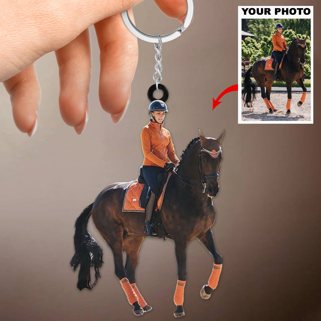 Personalized Keychain - Gift For Horse Lover, Horse Mom, Horse Dad - Custom Your Photo Keychain ARND005 UPL0HD060