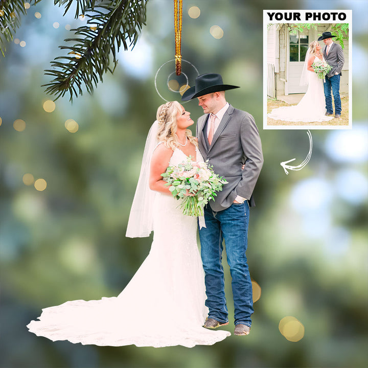 Customized Photo Ornament Wedding Moments V2 - Personalized Photo Mica Ornament - Christmas Gift For Family Members, Wife, Husband