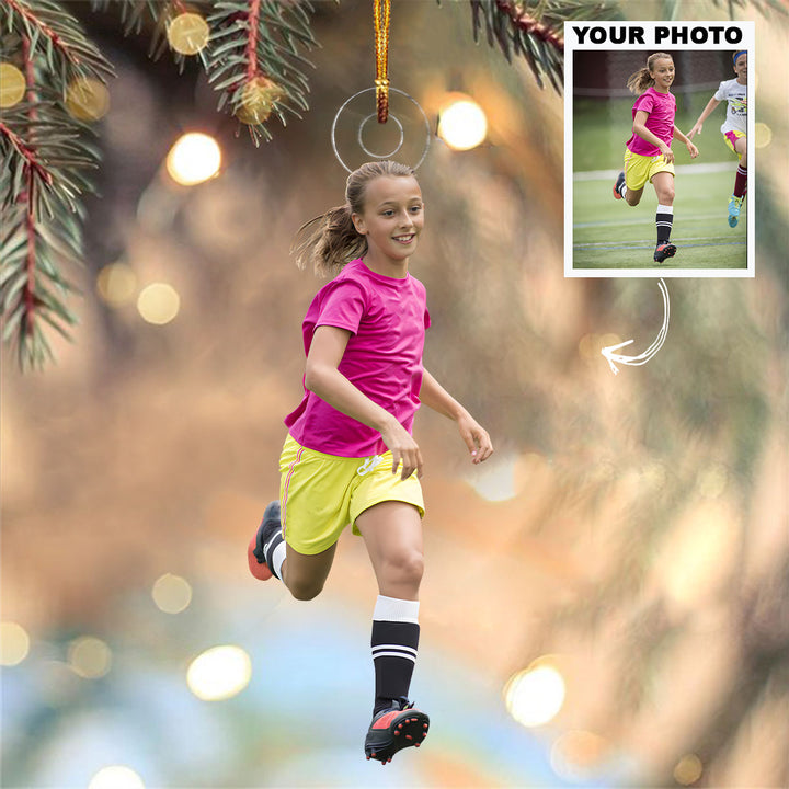 Kid Soccer Ornament - Personalized Custom Photo Mica Ornament - Christmas Gift For Kids, Sport Lovers, Family Members