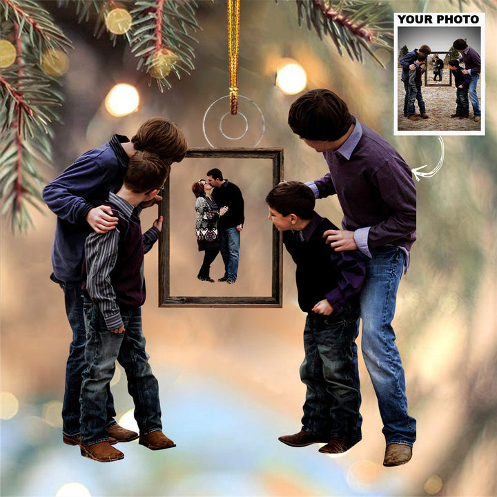 Framed Family Photoshoot - Personalized Photo Mica Ornament - Customized Your Photo Ornament - Christmas Gift For Family Members, Family