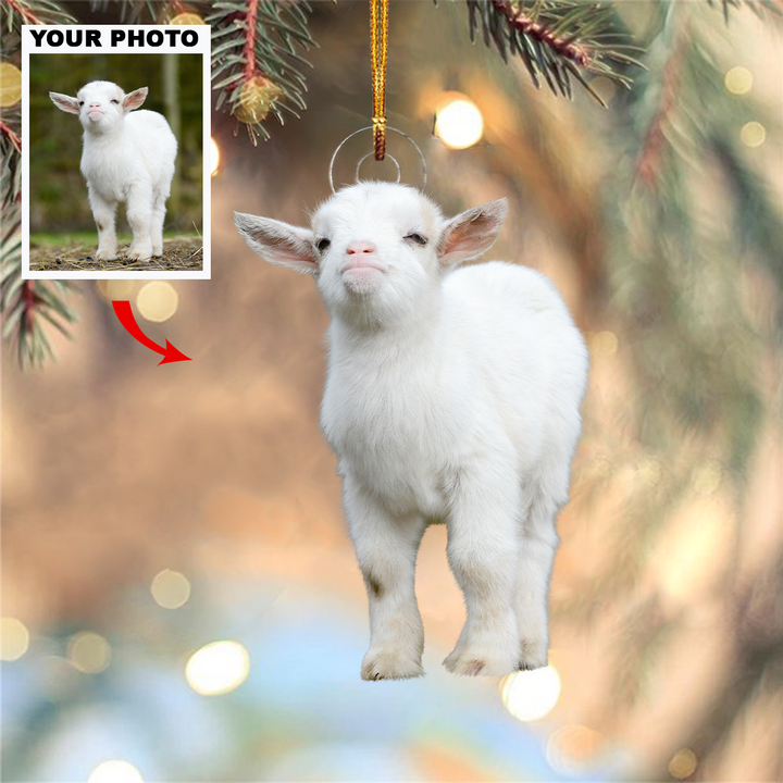 Baby Goat - Personalized Custom Photo Mica Ornament - Christmas Gift For Farmer, Goats Lover, Farm Animals Lover, Family, Family Members
