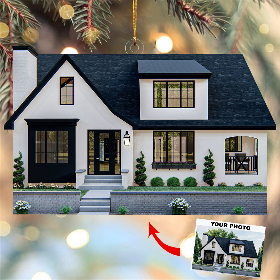 House Ornament - Personalized Custom Photo Mica Ornament - Christmas Gift For Family Members