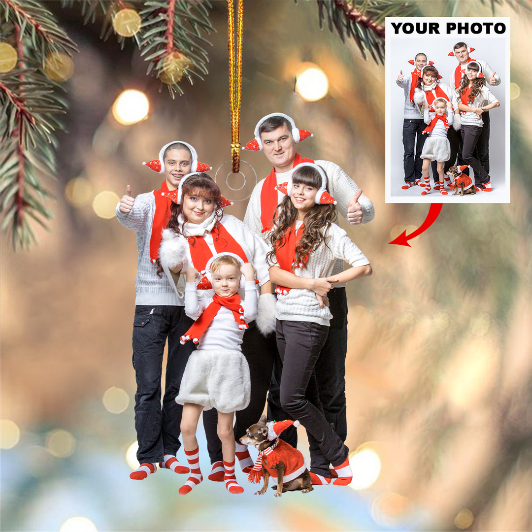 Family Over Everything - Personalized Photo Mica Ornament - Christmas Gifts For Family Member