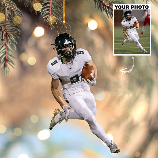 American Football Ornament - Personalized Custom Photo Mica Ornament - Birthday, Christmas Gift For Football Lover, Sport Lover, Family Members