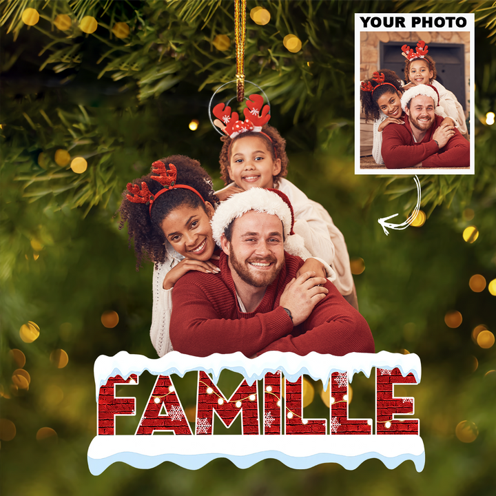 Ma Famille Est Ma Force - Personalized Custom Photo Mica Ornament - Christmas Gift For Family, Family Members UPL0HT001