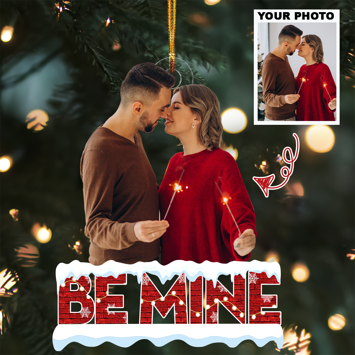 Be Mine Forever - Personalized Custom Photo Mica Ornament - Christmas Gift For Couple, Wife, Husband UPL0HT004