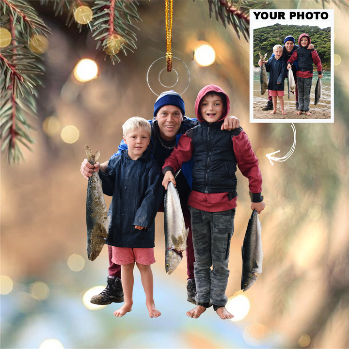 You Can't Buy Happiness But You Can Go Fishing - Personalized Custom Photo Mica Ornament - Christmas Gift For Fishing Lover, Fisher, Family Member, Friends